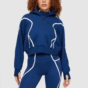 Traje de jogging de algodón de gama alta para mujer Top Trendy New Quarter Zipper Regular Fit Chándal - Product Image 1