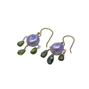 Clásico encanto amantes boda aniversario 925 plata esterlina chapado en oro perla peridoto piedra preciosa mujer declaración pendientes - Product Image 1