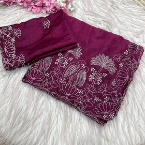 ชุดส่าหรี2สีลายนกสวยงามสง่างามสำหรับงานแต่งงานงานปาร์ตี้เทศกาลเสื้อชนเผ่าสุดพิเศษแฟนซี - Product Image 1