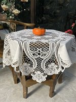 Nappe de mariage vintage blanche en dentelle ajourée, personnalisée, carrée, brodée, imperméable et anti-taches pour la salle à manger