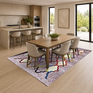RUGS DEPOT LXDP-0378 Wholesale Multicolor Neutral Contemporary Geometric Digital Printed Machine Washable Chenille Rug Non <b>Slip</b> - Product Image 4