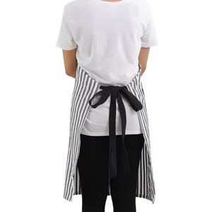 100% algodón hilo teñido babero delantal gris cintura babero para comida cocina salón peluquero jardín barbacoa PE LDPE PU PVC tela vaquera poliéster - Product Image 1