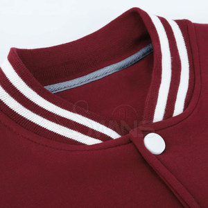 Men's Maroon Varsity <b>Jacket</b> with <b>White</b> Sleeve and Embroidered Logo Preppy Style Regular Fit Autumn Wear - Product Image 6
