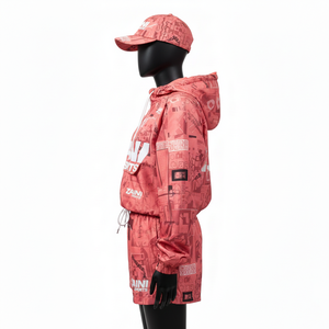 Ensemble court coupe-vent pour femmes, tissu polyester, toucher doux, sublimation intégrale, logo, ensemble court coupe-vent pour femmes, taille plus - Product Image 3