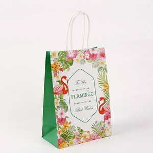 Bolsas de regalo de papel Kraft ecológicas con estampado de flamenco rosa Embalaje de recuerdo de fiesta para cumpleaños, venta al por menor y eventos-(estilo 02) - Product Image 3