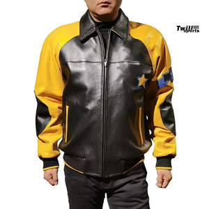 Chaqueta de Cuero Estilo Biker Varsity TB-V1022 2025 para Hombre de Twill_Sports, con Bordado de Lona de Alta Calidad y Mangas de Cuero Auténtico - Product Image 4