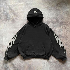 Personalización de Primavera, Sudadera Corta de Felpa 100% Algodón, Desgastada, con Parches, Apliques Bordados, Estilo Vintage, Corte Regular, Lavado Ácido y Decolorado al Sol - Product Image 6