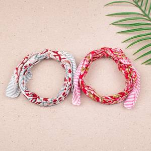 Ensemble de 2 bandanas en coton, foulard pour cheveux et cou, imprimé à la main, réutilisable - Product Image 5