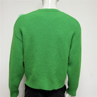 Pull en tricot pour femme en acrylique filé à la main avec motif imitation vison, col rond, fabrication OEM, tricot de luxe sur mesure