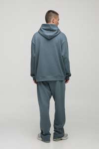 Conjunto de Sudadera con Capucha Extra Grande para Hombre, Estilo Deportivo, Color Azul Pizarra, Felpa, Bolsillo Tipo Canguro, Ropa de Calle Cómoda, Esencial para el Invierno - Product Image 3