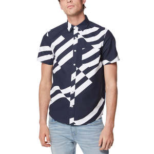 Camicia Casual da Uomo Perry Ellis America con Stampa Floreale della Bandiera, 100% Cotone Popeline, Taglia XXL, Traspirante, Blu Lungo - Product Image 1