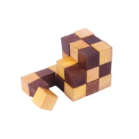 Rompecabezas de cubo de serpiente de madera 3D hecho a mano, rompecabezas educativo DIY, juguete lógico para niños y adultos de 5 a 7 años