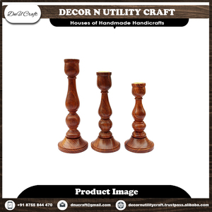 Porte-bougie écologique fait main en bois de manguier naturel pour la décoration de la maison et les décorations de mariage - Product Image 5