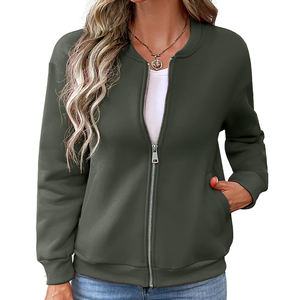 Blouson bomber pour femme, coupe régulière, manches longues, coupe-vent, respirant, fermeture éclair, écologique, automne - Product Image 1