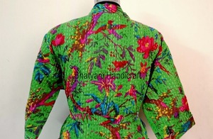 Veste d'hiver Kantha faite à la main avec imprimé floral Style japonais Boho cravate ceinture manteau Kantha Varsity veste en grande taille - Product Image 5