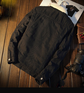 Moda clásica de talla grande para hombre polar Sherpa forrado chaqueta de mezclilla al por mayor Otoño Invierno Casual Bomber chaqueta impresa - Product Image 5