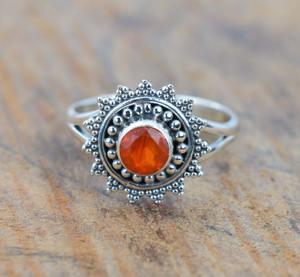 Anillo de Plata de Ley 925 con Piedra Preciosa de Cornalina, Joyería Hecha a Mano, Estilo Bohemio, para Mujer, Regalo para Chicas - Product Image 3