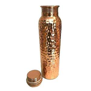 Drinkware Customized 1000ml Pure Copper <b>Water</b> <b>Bottle</b> Shiny Polished With Hammer Design Stylish Logo Design Health Benefits <b>Metal</b> - Product Image 1