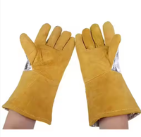Guantes de Cuero Cómodos y Resistentes al Calor, de Manga Larga y Dedos Completos, Aislantes, Anti-Quemaduras, para Barbacoa, Bomberos y Trabajo, Al Nolan