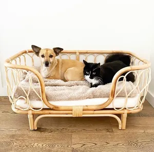 New Designs Handmade <b>Rattan</b> <b>Bed</b> for Pet <b>Dogs</b>/Cats Wood Cage with Animal Pattern Variety Colors OEM Acceptable Vietnam Wholesale - Product Image 5