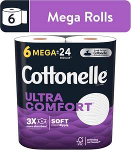 Cottonelle Ultra ComfortCare <b>Toilet</b> <b>Paper</b>, 6 Mega <b>Rolls</b> (24 Regular <b>Rolls</b>) - Product Image 4