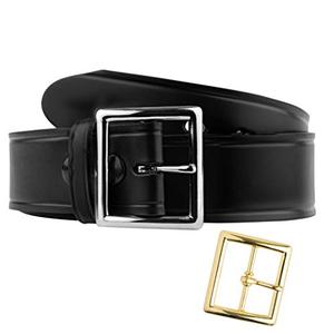 Nuevo Cinturón Casual de Cuero Vacuno Negro Marrón, Duradero, con Hebilla Metálica de Cierre Automático Plateada para Hombre - Product Image 1