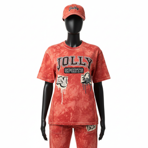 Camiseta de Algodón con Lavado Ácido para Mujer, 180 GSM, Tejido Suave y Transpirable, Color Rojo Vintage, Logotipo Personalizado con Serigrafía, Camisetas Transpirables - Product Image 1