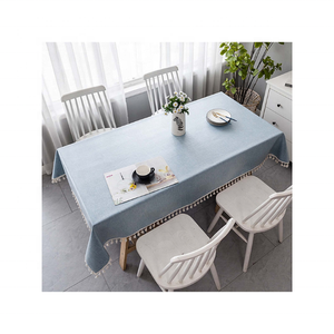 Mantel biodegradable de algodón 100% con borlas, rejillas Rojas bordadas, 70x108 pulgadas, secado rápido, reutilizable para organizar eventos - Product Image 3