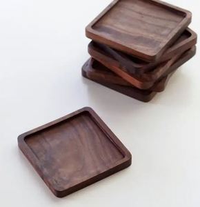 Nouveau Design Eco Material Coaters Set Flower Design Real Acacia Napperons Et Tampons Café Thé Affichage En Bois Sous-verres Ensemble WithLogo - Product Image 3