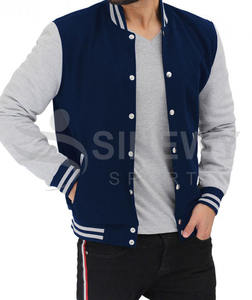 Chaqueta Varsity Personalizada Estilo Urbano con Cuello Alto y Parches de Logotipo Bordados y Letras - Product Image 1