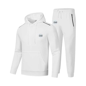 Survêtements pour hommes 2 pièces polaire jogging survêtement ensemble à capuche décontracté athlétique à manches longues ensembles de costumes - Product Image 3
