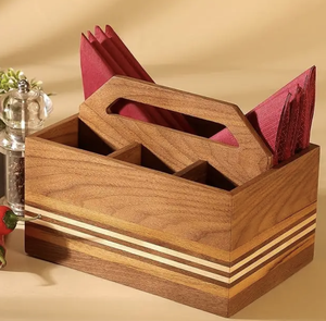 Contenedor de almacenamiento de cubiertos, contenedor divisor, organizador de condimentos para barra de café, organizador de soporte de utensilios de cocina de madera - Product Image 5