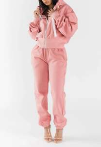 Chándales de algodón de gran tamaño para mujer, chándal holgado de Terry francés, sudadera con cremallera y pantalones, conjunto de 2 piezas 2026 - Product Image 2