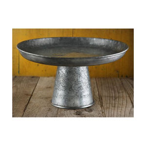 Support à gâteau rond en métal galvanisé gris élégant de style fermier, plateau de présentation de desserts en fer avec base robuste pour mariage - Product Image 4