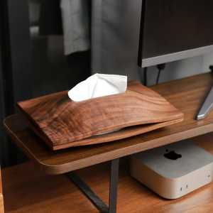 Caja de pañuelos de nogal de lujo | Soporte de papel de madera para baño y sala de estar | Estuche de almacenamiento de escritorio moderno | Organizador de decoración del hogar - Product Image 5