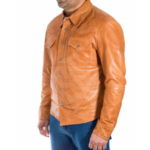 เสื้อหนังใส่ได้ทั้งชายและหญิงสไตล์สตรีทแวร์พร้อมกระดุมติดแฟชั่นเสื้อหนังแท้หรือ PU - Product Image 3