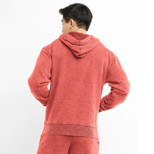Sweat à capuche oversize vintage en molleton 100 % coton délavé à l'acide pour homme, coupe droite, longueur standard, saison hiver - Product Image 2