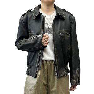 OEM Hot Sale Custom Motorcycle <b>Black</b> <b>Real</b> Leather Bomber Jackets Leather Jacket Genuine Sheepskin Leather Women Jacket - Product Image 5