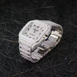 Montre à quartz carrée de luxe Royal Drift pour homme avec cadran en verre moissanite brillant, alliage, acier inoxydable 5 mm - Product Image 2