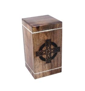 Mango Wood Cremation <b>Urns</b> for Human Ashes Adult <b>Large</b> - Wooden Burial <b>Urn</b> (Celtic Cross 250 Cubic Inches ) - Product Image 3