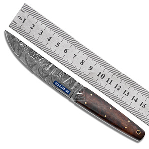 Cuchillo de caza personalizable hecho a mano, hoja de acero de Damasco, mango de palisandro exótico, Funda de cuero en relieve, grabado láser 58-62 - Product Image 3