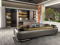 Bureau de Direction Modulable en Mélaminé Haut de Gamme, Moderne et Luxueux pour PDG