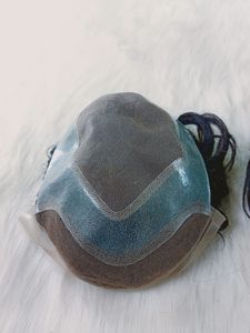 Perruque toupet pour homme, dentelle frontale, système mono peau latérale, cheveux humains indiens Remy, lisses, design droit, densité 100%, solution parfaite pour la calvitie - Product Image 3