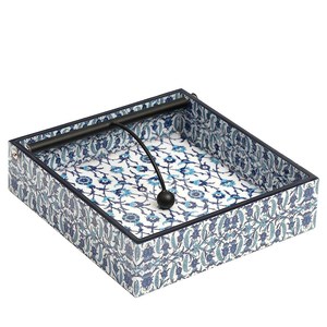 DULI Porte-serviettes en papier en bois d'ingénierie marocain bleu et blanc décoratif fait à la main Cuisine Hôtel & Restaurant Table à manger Co - Product Image 1