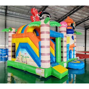 Château gonflable commercial pour enfants, combiné toboggan et aire de jeux Safari, en PVC robuste, pour extérieur - Product Image 1