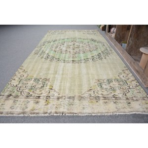 พรมตุรกีวินเทจขนาดใหญ่4.2x8.3ft ทำด้วยมือผ้าขนสัตว์มียางสีเขียวเย็บปะติดปะต่อกันออกแบบสำหรับห้องโถงหรือห้อง - Product Image 4