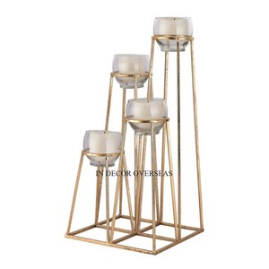 Dernier modèle arrivée de haute qualité plaqué or de qualité supérieure bougeoir en métal centres de table de mariage accessoires de décoration - Product Image 4