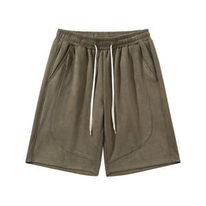 กางเกงขาสั้นผู้ชายเอวยางยืดสีพื้นแบบมีเชือกผูก สวมใส่สบาย สไตล์ลำลอง - Product Image 3