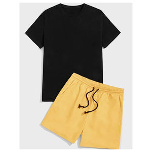 Vêtements de sport sur mesure pour hommes de grande taille costumes d'été à la mode deux pièces T-shirt en coton et ensembles + courts - Product Image 1