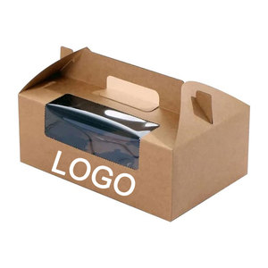 Caja de comida para galletas de panadería, Caja de galletas para Magdalenas con ventana transparente rectangular doblada marrón, embalaje duradero de grado alimenticio, postres - Product Image 3